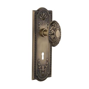 Nostalgic Warehouse 720783 Mission Plate Passage Waldorf Black Door Knob in Antique Brass 2.75 Nostalgic Warehouse 720783 Mission Plate Passage Waldorf Black Door Knob in Antique Brass 2.75