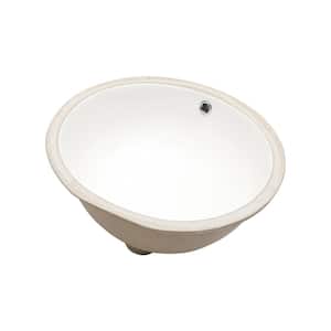 19 in. Oval Porcelain Undermount Bathroom Vessel Sink in White with Overflow