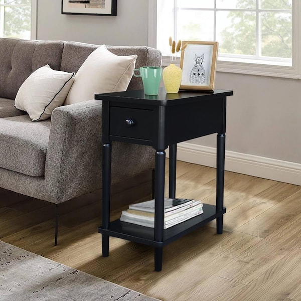 International Concepts Black 12 in. Wide Narrow Side Table