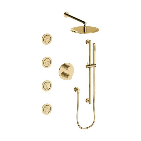ZLINE Kitchen and Bath ZLINE Emerald Bay 4-Jet Thermostatic Shower System in Gold
