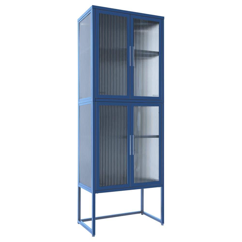 23.7 in. W x 13.86 in. D x 65.55 in. H Bathroom Blue Linen Cabinet