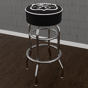 Dodge Garage 31 in. White Backless Metal Bar Stool with Vinyl Seat