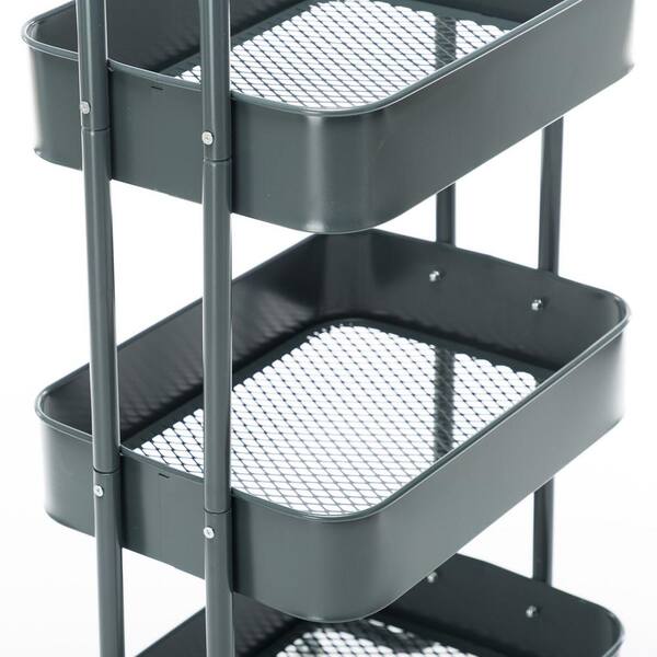 Metal 4 Tier Cart with 6 Bins on Casters