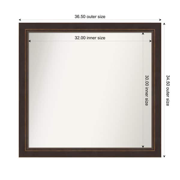 Amanti Art Lara Bronze 36.5 in. W x 34.5 in. H Custom Non-Beveled Wood Framed Bathroom Vanity Wall Mirror