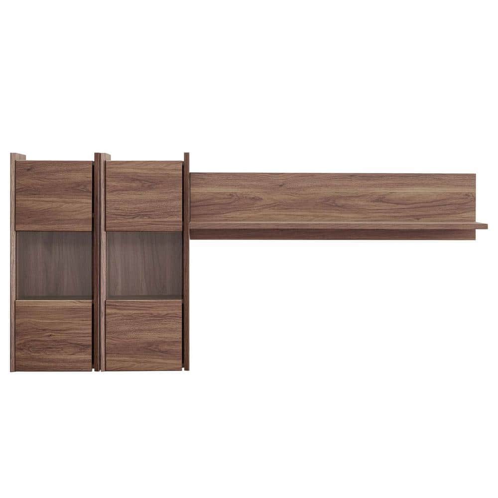 Visionary Mid-Century Walnut Wall Mounted Shelf Unit