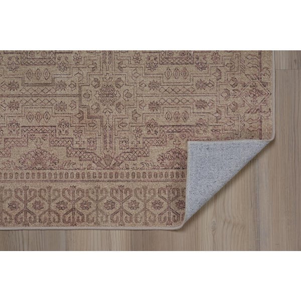 Park Saylor Sand and Beige 8 x 10 ft. Traditional Woven Distressed Polyester Rectangle Indoor Area Rug