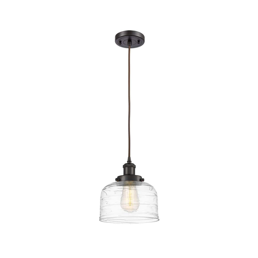 Bell 60-Watt 1 Light Oil Rubbed Bronze Shaded Mini Pendant Light with Clear glass Clear Glass Shade -  Innovations