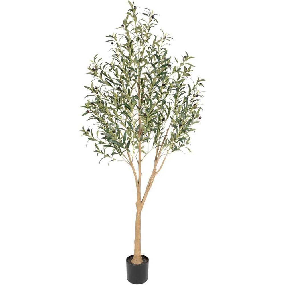 6 ft. Artificial Olive Tree Indoor Realistic Silk Leaves Potted ...