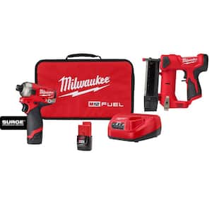 M12 FUEL 12V Lithium-Ion Brushless Cordless SURGE 1/4 in. Hex Impact Driver and M12 23-Gauge Pin Nailer Combo Kit