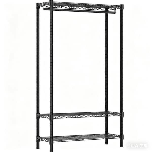Muscle Rack Steel Clothing Rack with Wire Shelves in Black (36 in