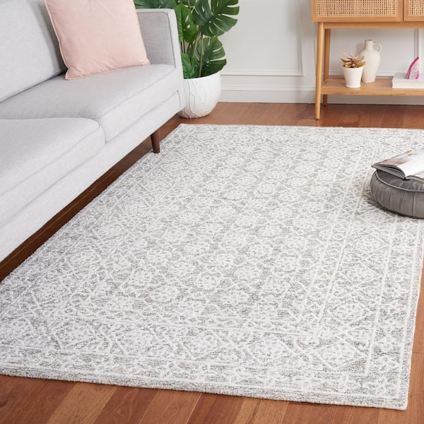 Ebony Ivory/Gray Doormat 3 ft. x 5 ft. Floral Area Rug