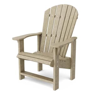 Heritage Weathered Wood Plastic Outdoor Upright Adirondack Chair