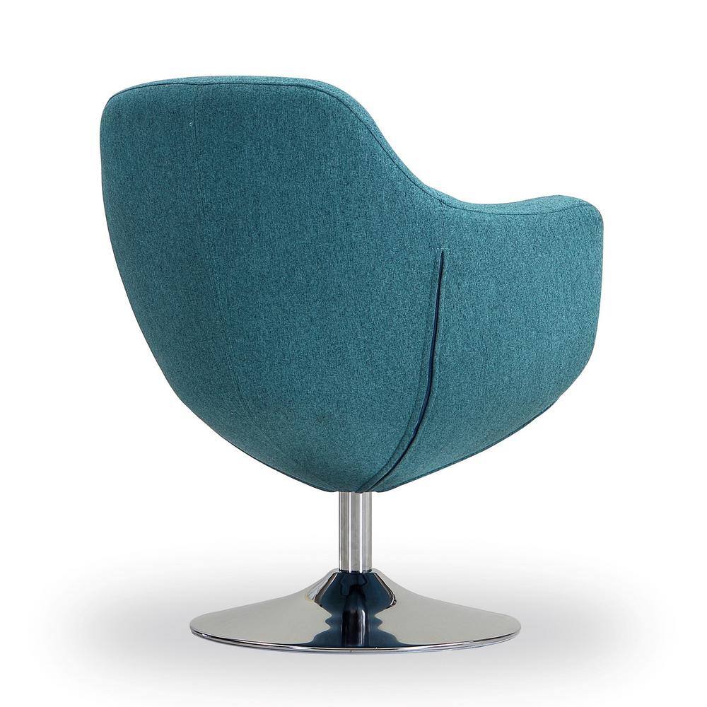 Modern Blue Faux Leather Egg Chair with Swivel Metal Base