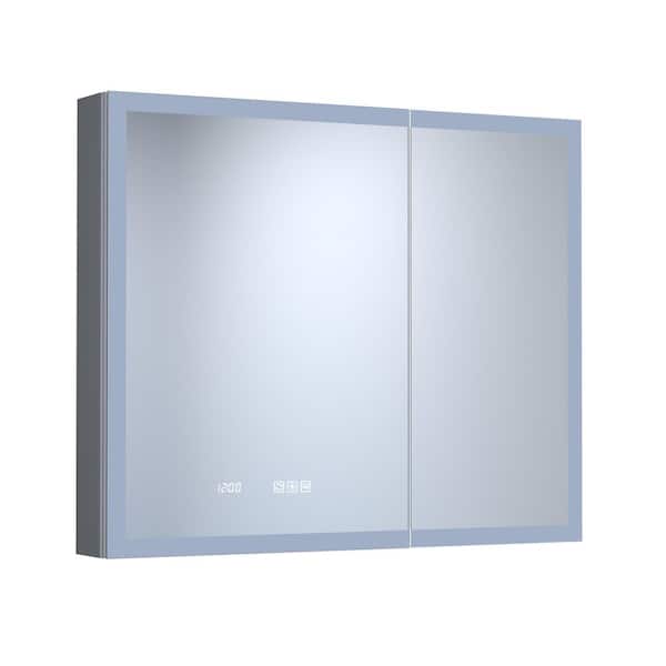36 in. W x 30 in. H Rectangular Aluminum LED Medicine Cabinet with Mirror, Dimmable, Anti-fog, USB & Outlet