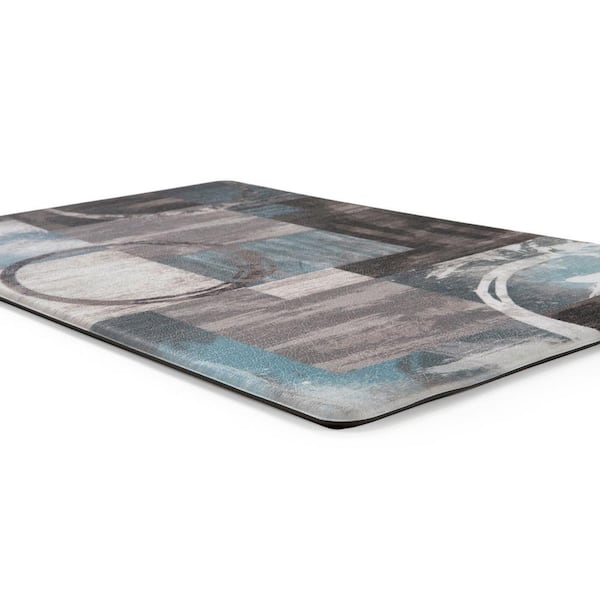 World Rug Gallery Modern Large Floral Anti Fatigue Standing Mat - Blue  18x30