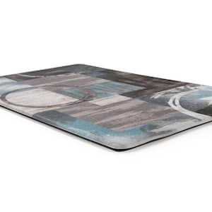 Gray 18 in. x 30 in. Contemporary Abstract Circles Anti Fatigue Standing Mat