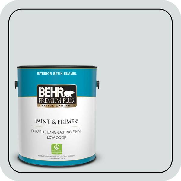 BEHR PREMIUM PLUS 1 gal. #ECC-31-2 Echo Mist Satin Enamel Low Odor Interior Paint & Primer