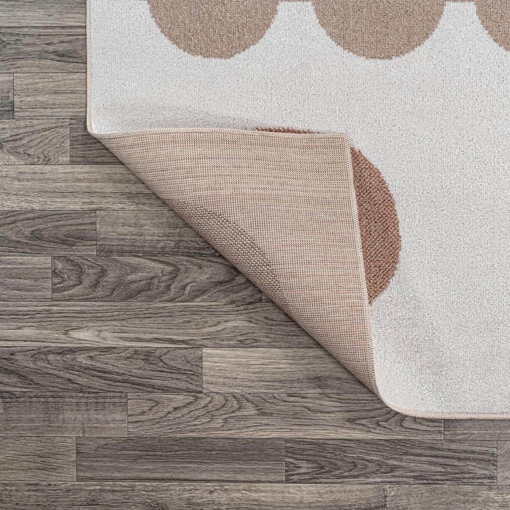 Cream and Multi Abstract Washable Kids Area Rug 4' x 6'