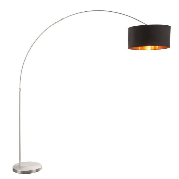Lumisource Salon 76 in. Satin Nickel Floor Lamp with Black and Copper Shade