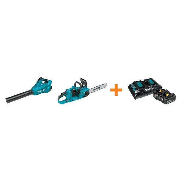 Makita 18V X2 LXT Blower and 18V X2 LXT String Trimmer with bonus 18V LXT Starter Pack