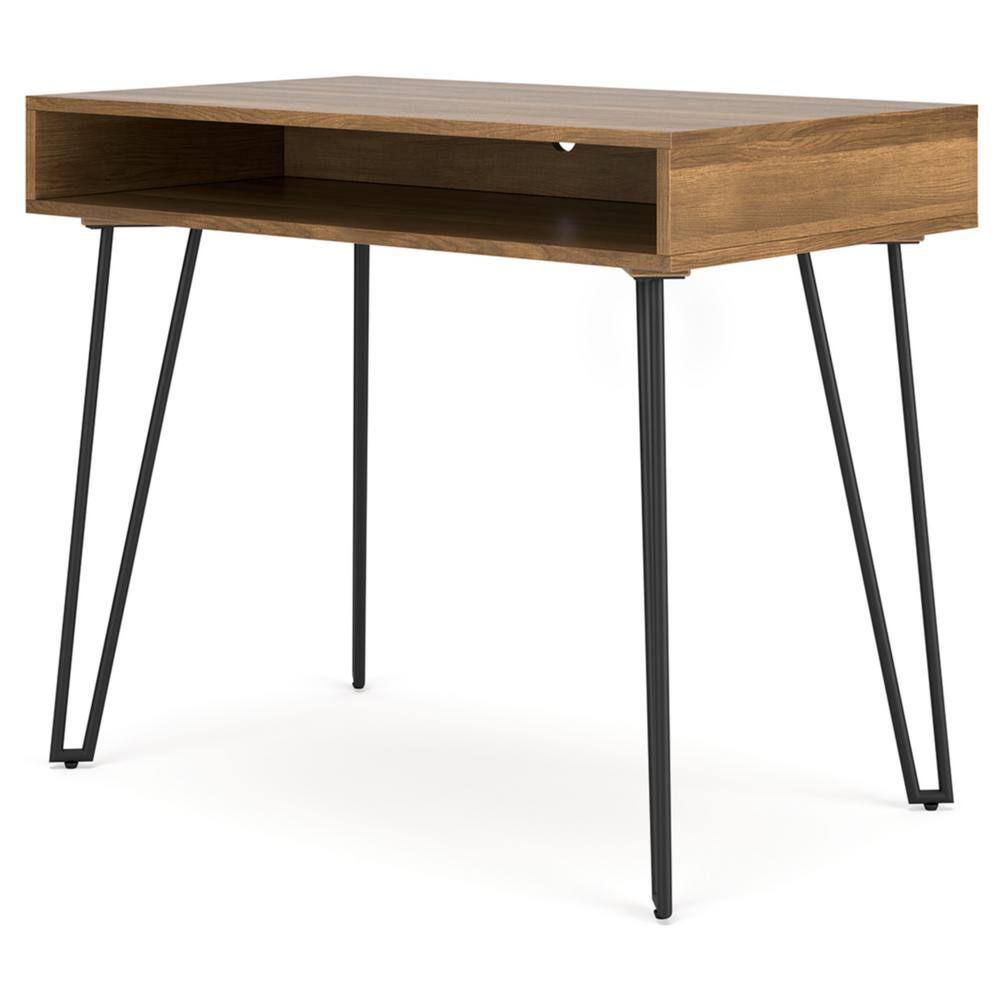Strumford 36" Brown Wood and Black Metal Home Office Desk