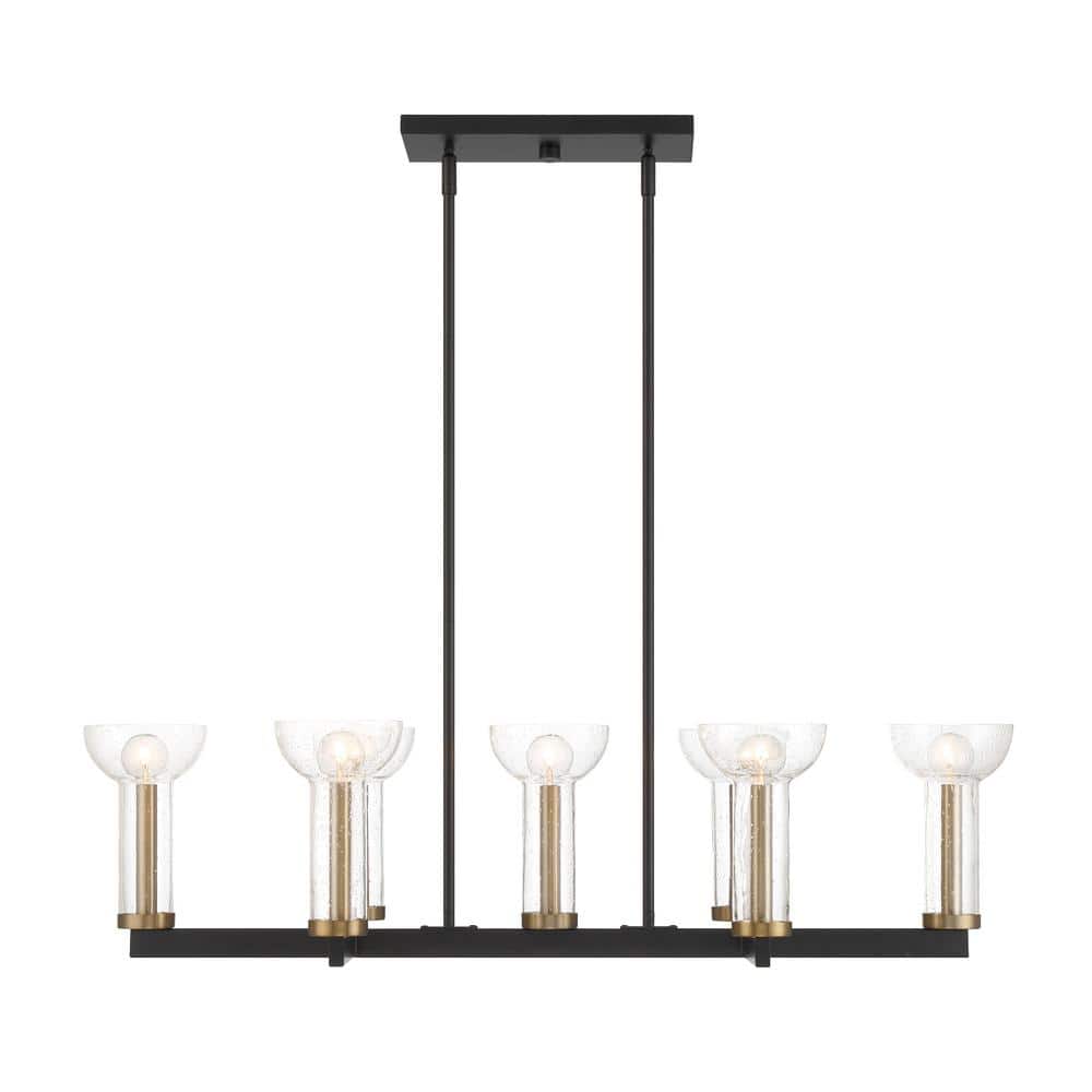 Nova 7-Light Matte Black Modern Linear Chandelier for Kitchen Islands with No Bulbs Included price history on PriceWatchPro
