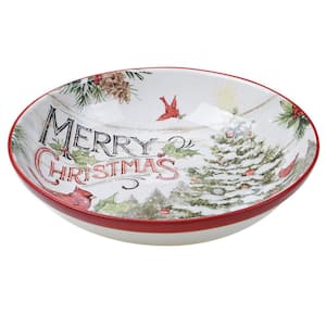 128 oz. Evergreen Christmas Multicolored Earthenware Serving Bowl