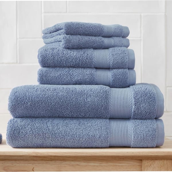 StyleWell 6-Piece HygroCotton Bath Towel Set in Washed Denim