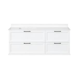 Rebba 60 in. W x 19 in. D x 24.44 in. H Bath Vanity in White with White Cultured Marble Top