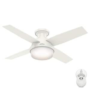 Dempsey 44 in. Low Profile LED Indoor Fresh White Ceiling Fan with Universal Remote
