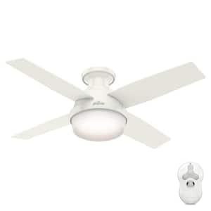 Dempsey 44 in. Fresh White Low Profile Ceiling Fan with LED Light Kit and Handheld Remote