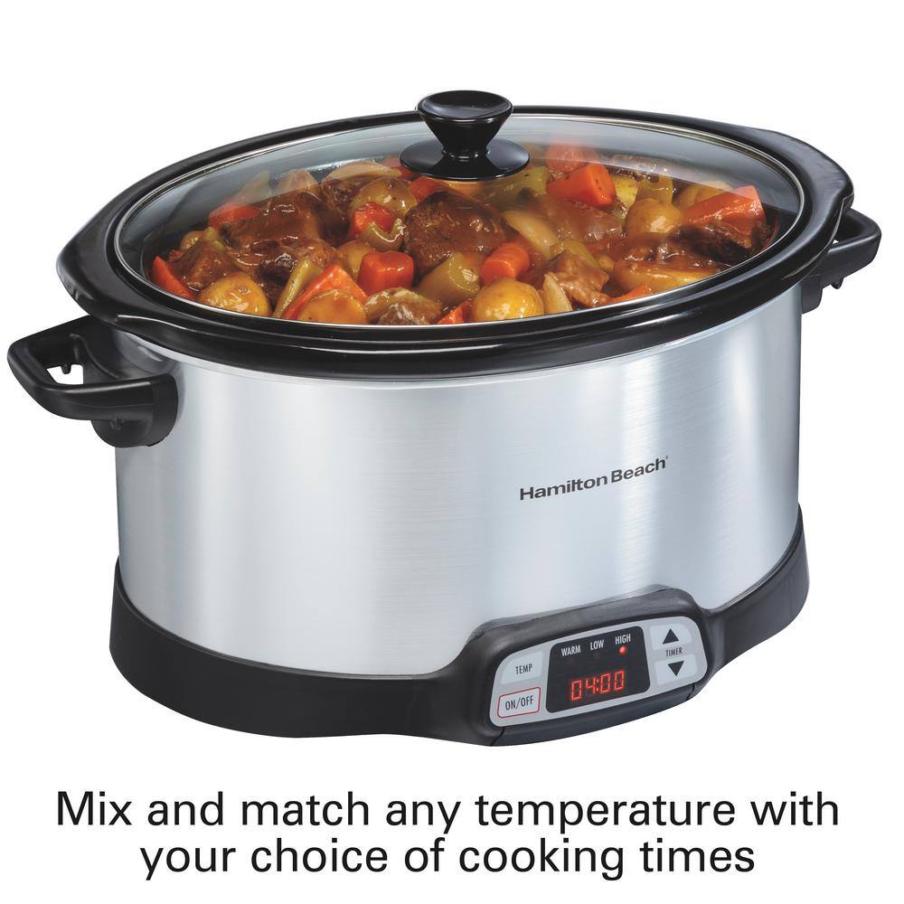 Hamilton Beach 8 Quart Stainless Steel Programmable Slow Cooker with Digital Display