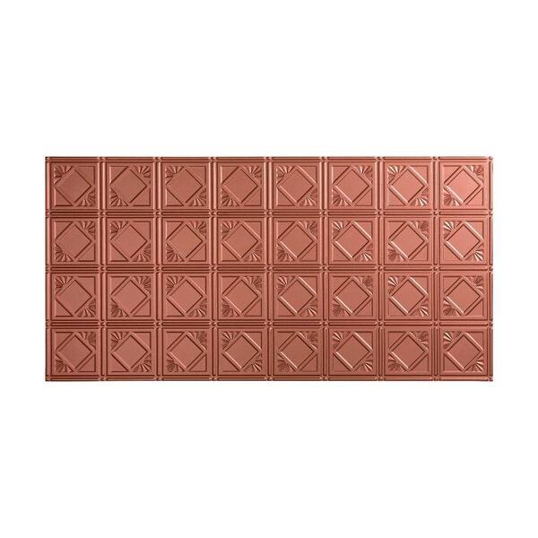 Fasade Traditional Style # 4 - 2 ft. x 4 ft. Vinyl Glue-Up Ceiling Tile in Argent Copper