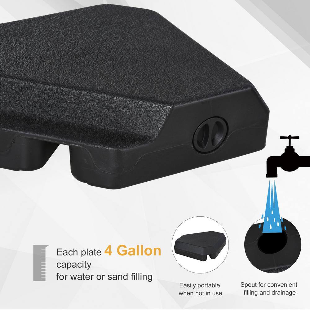 Black Durable Steel and HDPE 4-Piece Umbrella Base Stand