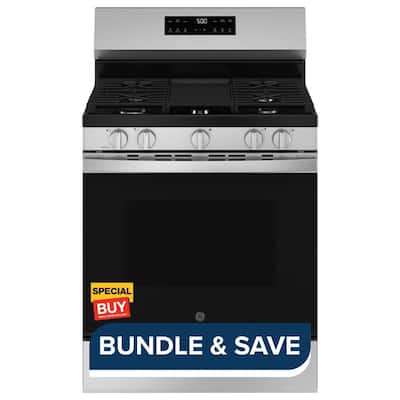30 in. 5-Burners Free-Standing Gas Range in Stainless Steel with Crisp Mode