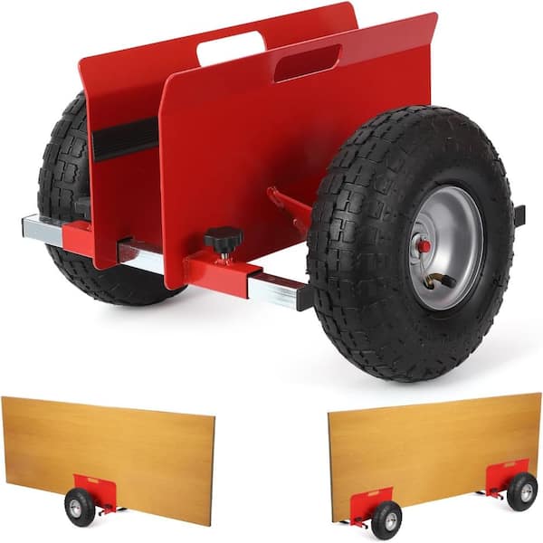 Panel Dolly 600 LBS, Adjustable Drywall Mover with 10" Rubber Inflatable Tires, Slab Dolly All Terrain Moving