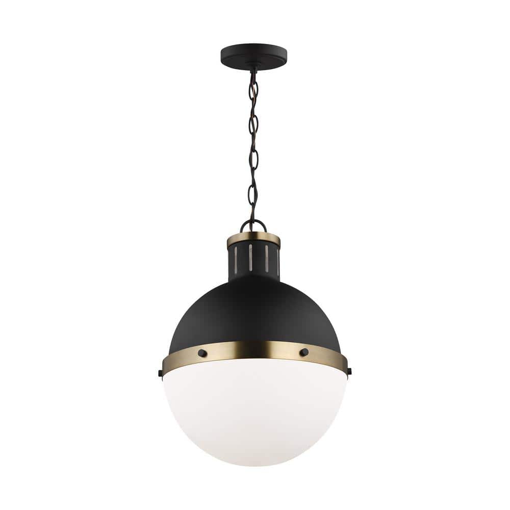 Midnight Black 18" Globe Pendant with Milk Glass Shade