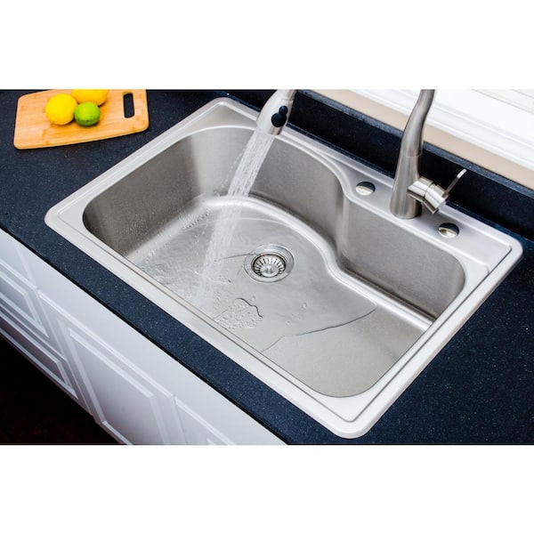 The Duet Series 33 in. 18-gauge Drop-in Single Bowl Stainless Steel Sink with Grid Rack(s) and Basket Strainer(s)