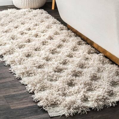Francene Moroccan Trellis Shag Ivory 3 ft. x 6 ft. Runner Rug