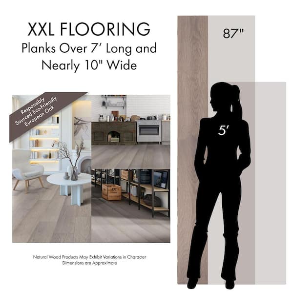 XXL Baker Cove White Oak 5/8 in. T x 9.45 in. W Tongue and Groove Engineered Hardwood Flooring (34.10 sq.ft./case)