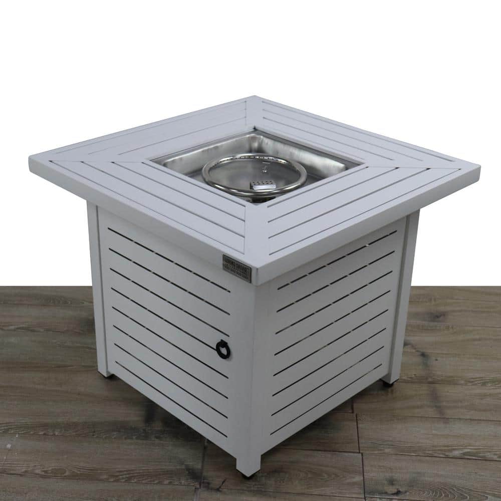 Gray Steel Square Propane Fire Pit Table, 30"