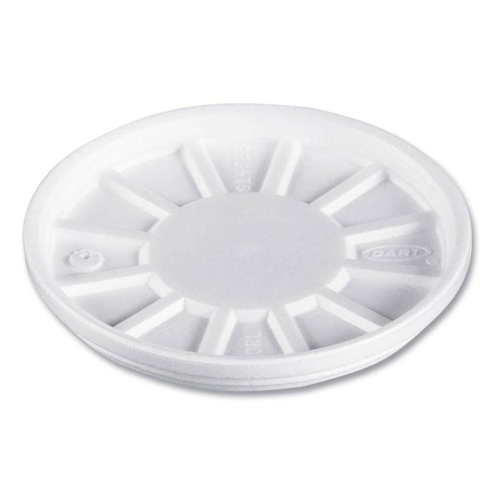 White Vented Disposable Foam Cup Lids, Fits 6 oz. to 32 oz. Cups, 50 Pack, 