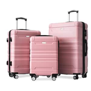 Pink Lightweight 3-Piece Expandable ABS Hardshell Spinner Luggage Set with TSA Lock