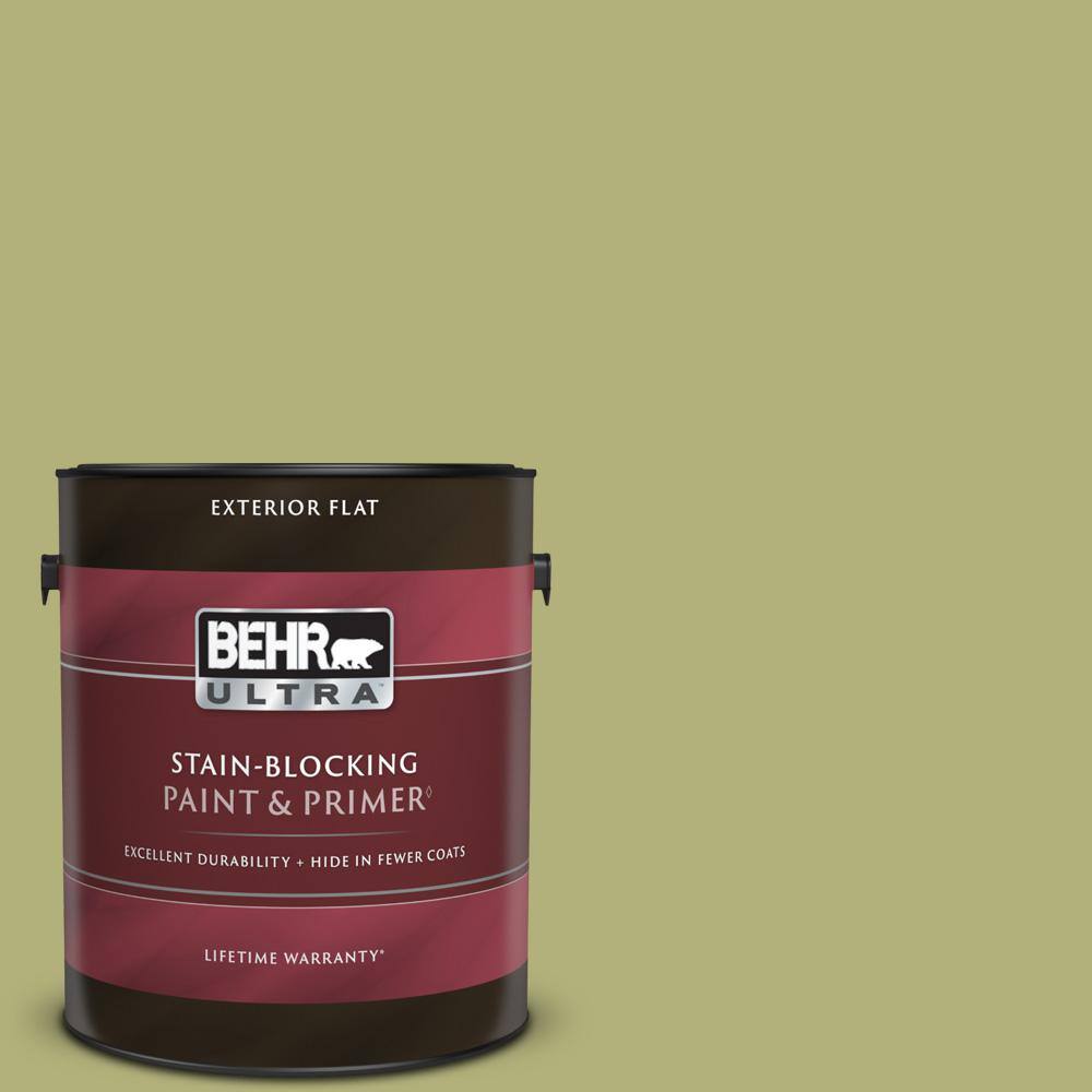BEHR ULTRA 1 gal. M3405 Fresh Artichoke Flat Exterior Paint & Primer