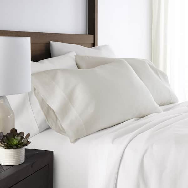 2-Piece Ivory Solid Cotton King Pillowcase Set