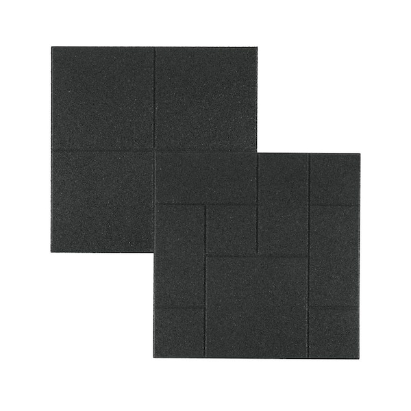 Vigoro 24 in. x 24 in. x 5/8 in. Black Dual-Sided Rubber Paver (4-Pack)