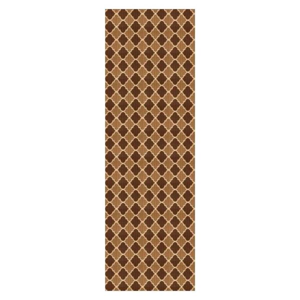 Heavy Duty Beige and Brown 31 in. W x 25 ft. L Indoor/Outdoor Trellis Runner Rug