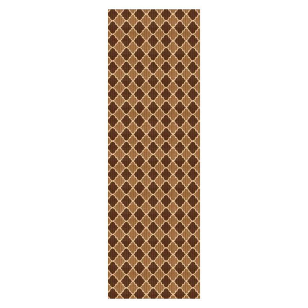 Heavy Duty Brown and Beige 36 in. W x 26 ft. L Indoor/Outdoor Trellis Runner Rug price history on PriceWatchPro