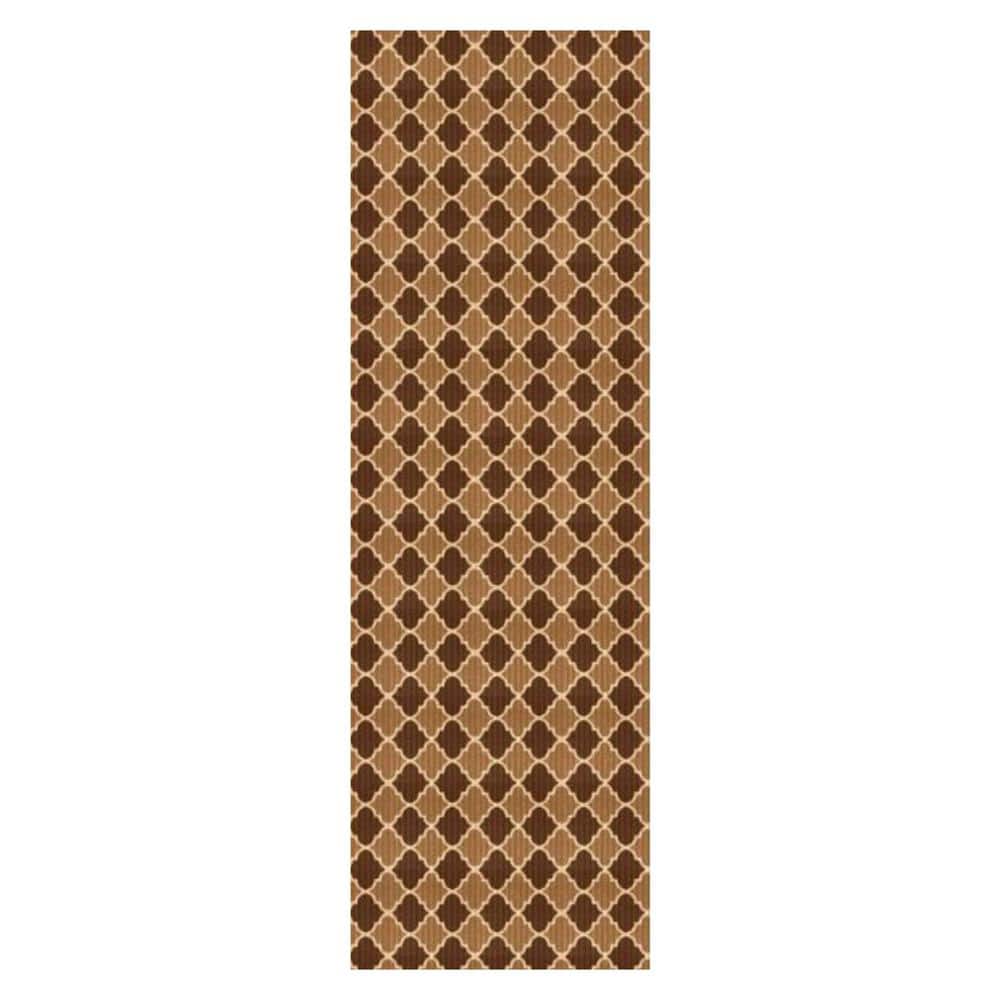 Heavy Duty Brown and Beige 36 in. W x 35 ft. L Indoor/Outdoor Trellis Runner Rug price history on PriceWatchPro