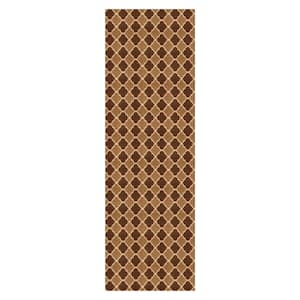 Heavy Duty Brown and Beige 36 in. W x 37 ft. L Indoor/Outdoor Trellis Runner Rug